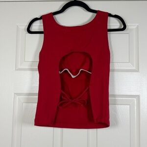 Derek Heart Y2K Red Open Back Rear Tie Shelf Bra Sleeveless Top Size Large